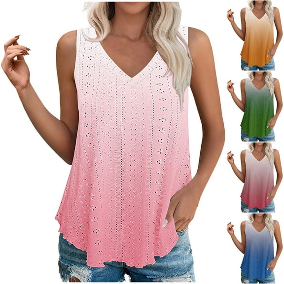 GERsome Womens Tank Tops Sleeveless V Neck Casual Loose Fit Flowy Tee Shirts Trendy Summer Tank Blouses for Women S-3XL