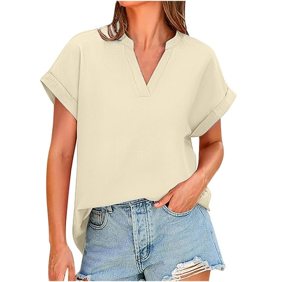 GERsome Womens Tops Short Sleeve V Neck Shirt Casual Tunic T-Shirts Dressy Work Blouse