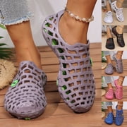 GERsome Womens Water Shoes Quick Drying Mesh Closed Toe Shower Swim Sandals Summer Beach Walking Comfort Clogs, Gray Size 8