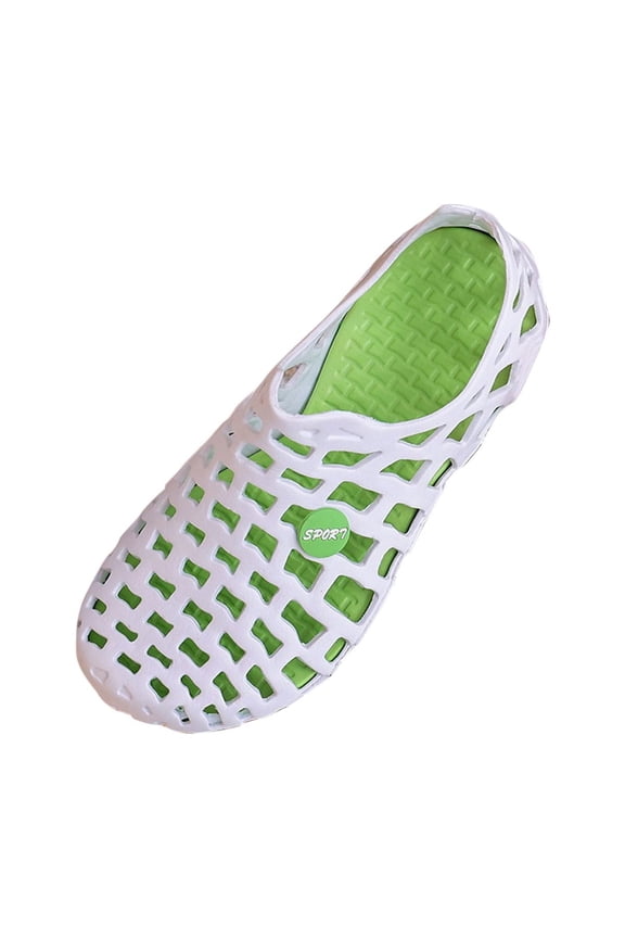 Womens Water Shoes Quick Drying Mesh Closed Toe Shower Swim Sandals Summer Beach Walking Comfort Clogs, White Size 6.5