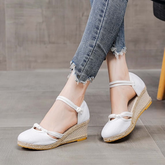 GERsome Womens Wedges Sandals Espadrilles Platform Closed Toe Ankle Strap Slingback Summer Casual Sandals