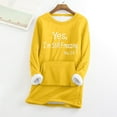 thumbnail image 1 of GERsome Womens Winter Soft Sherpa Fleece Lined Pullover Crewneck Letter Print Sweatshirt Winter Warm Sherpa Lined Fleece Sweatshirt Pullover Loungewear Tunic Tops Yellow/XL, 1 of 3