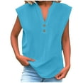 thumbnail image 1 of GERsome Womens Work Tank Tops Button Down V Neck Sleeveless Blouses for Women Solid Color Loose Fit Curved Hem Summer T-Shirt S-2XL, 1 of 6