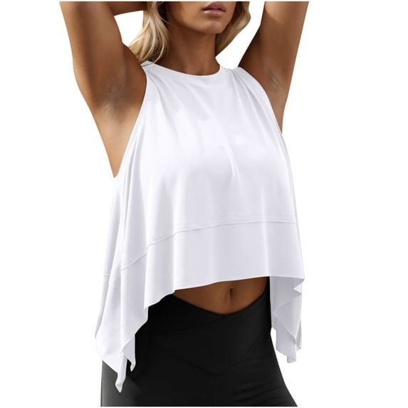 GERsome Workout Tank Tops for Women Cropped Sleeveless Sports Athletic Yoga Running Gym Crop T Shirts S-2XL