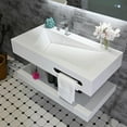 thumbnail image 1 of GGISHA 36"x19" Wall Mount Bathroom Vanity with Sink Stone Resin Floating Vanity Sink Rectangular Vessel for Bathroom White with Shelf Layer, 1 of 6