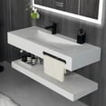 thumbnail image 1 of GGISHA 48"x19" Wall-Mount Stone Resin Bathroom Sink Rectangular Vessel Sinks for Bathroom Floating Vanity Sink Trough Modern Art Basin with Shelf Layer, 1 of 6