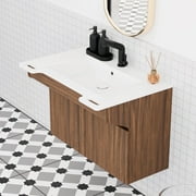 GGISHA Floating Bathroom Vanity with Sink,Wall-Mount, Stone Resin,Wood Cabinet, Ada Compliant, 1 Pack