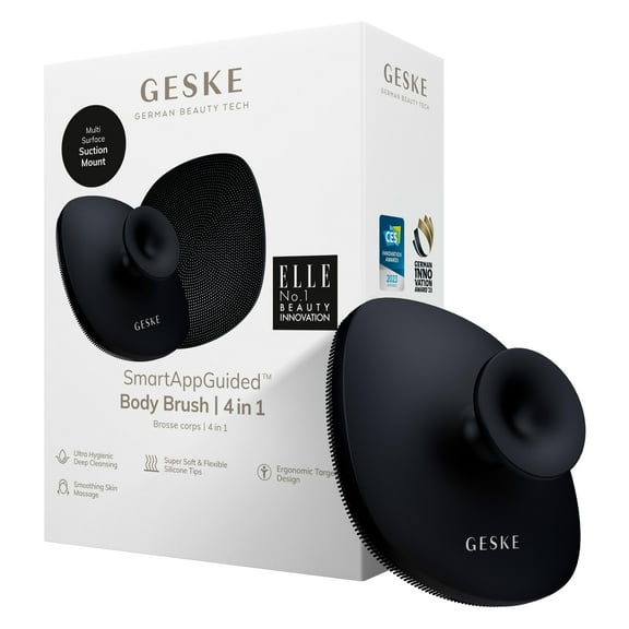 GESKE Body Brush | 4 in 1 | Cleansing Brush for the Entire Body | Professional Deep Cleaning | Soft Silicone Bristles | Ergonomic Two-finger Design | Cleanses & Massages