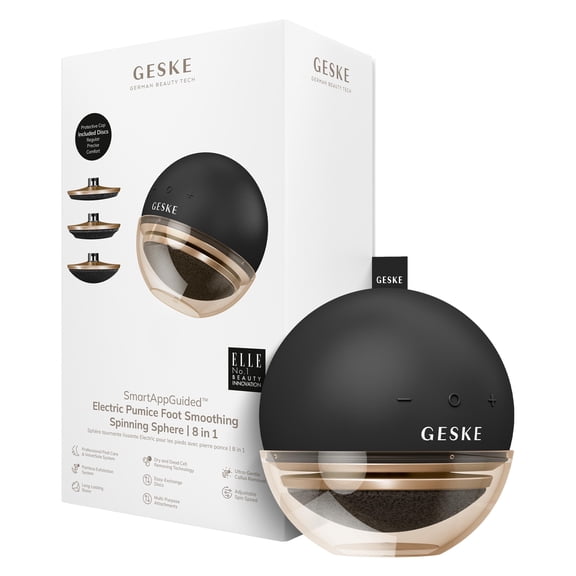 GESKE Electric Pumice Foot Smoothing Spinning Sphere | 8 in 1 | Electric Foot File & Exfoliator | 3 Pumice Stone Attachments | For Smooth Feet | Advanced callus removal |For Your Pedicure Set