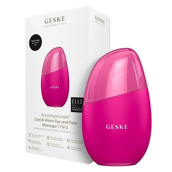 GESKE SmartAppGuided™ Cool & Warm Eye & Face Massager | 7 in 1 | Multi Massager | Face & Neck | Battery-free Cooling & Warming | Firms, Relaxes & De-Puffs Skin | Eye-Nose Area Targeted Design