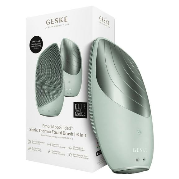 GESKE SmartAppGuided™ Sonic Thermo Facial Brush | 6 in 1 | Skin Cleansing | Cleansing Brush with Thermal Function | Facial Massager | Electric Facial Brush | Facial Cleansing Device