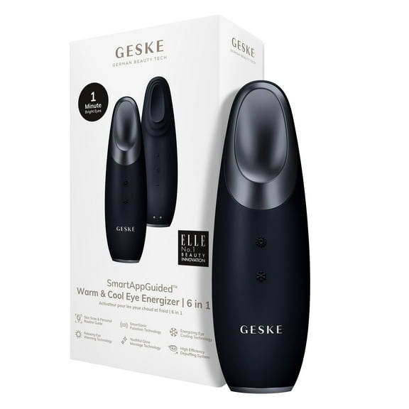 GESKE SmartAppGuided™ Warm & Cool Eye Energizer | 6 in 1 | Heated Eye Massager | Combat Dark Circles & Under-Eye Bags | Refresh Droopy Eyelids | Anti-Stress & Relaxation | Sonic Massaging