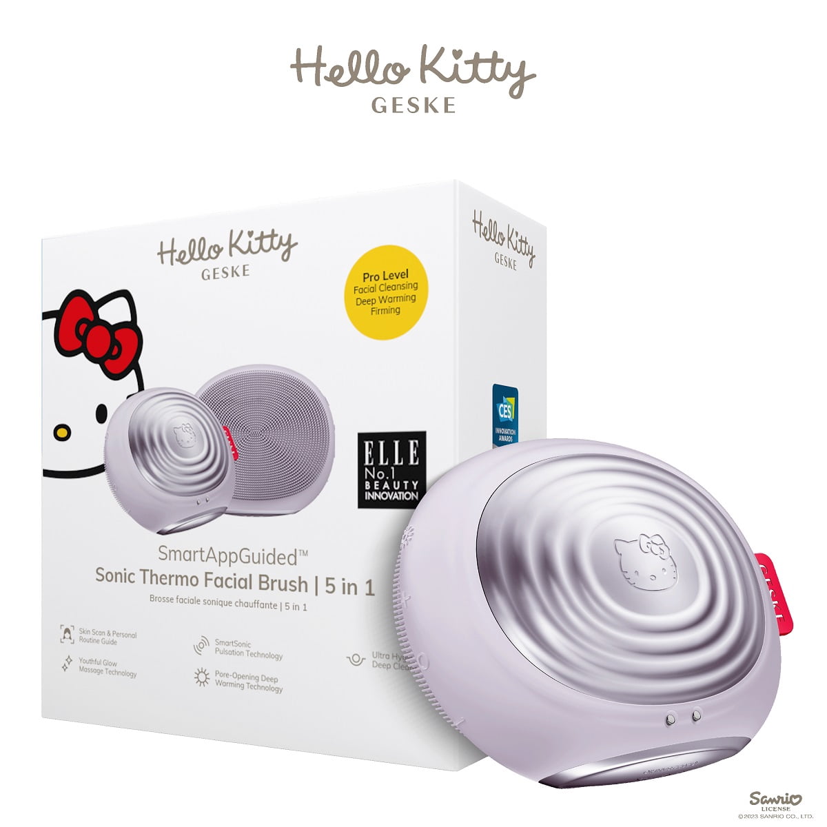 GESKE x Hello Kitty SmartAppGuided 5-in-1 Sonic Thermo Facial Brush ...