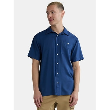 George Men's & Big Men's Microfiber Button Up Shirt with Short Sleeves, Sizes S-3XL