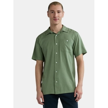 George Men's & Big Men's Microfiber Button Up Shirt with Short Sleeves, Sizes S-3XL