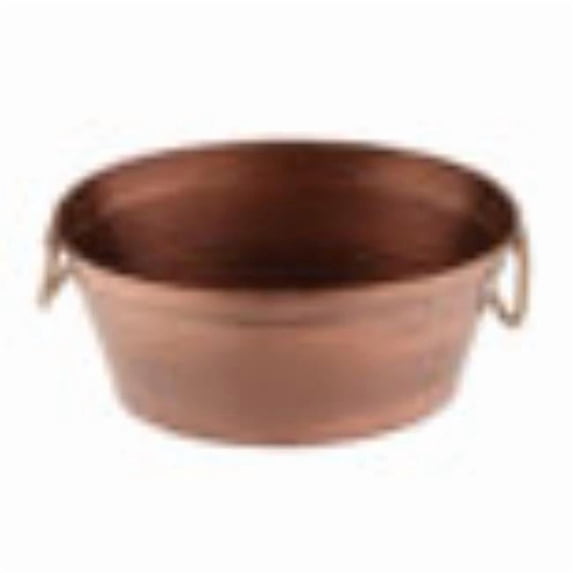 Winco BT-2215-ACPR 8 gal, 21.25 x 15.25 in. Oval Antique Copper Beverage Tub with Rope Handles, 9.5 in. Tall