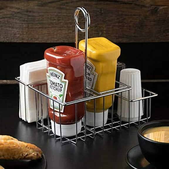 GET Modern Chrome Metal Four Compartment Condiment Caddy Table Caddies Collection C42