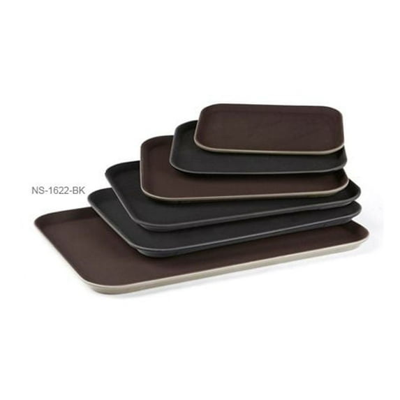GET NS-1622-BK BPA-Free Non-Slip Plastic Rectangular Serving Tray, 16" x 22", Black