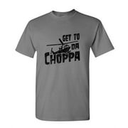 GOODER DEALS GET TO DA CHOPPA - funny retro 80's arnold - Cotton Unisex T-Shirt (2XL,Charcoal)