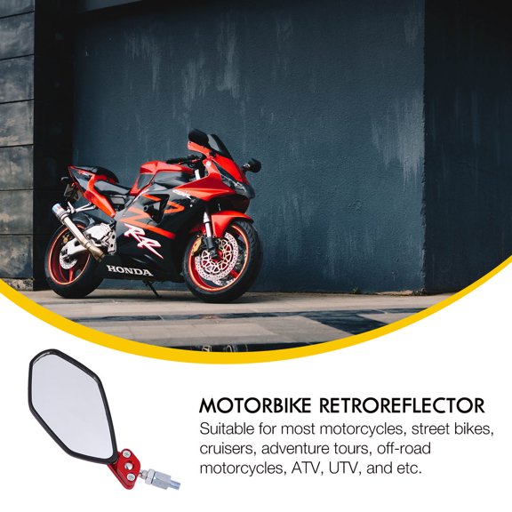 GETAJGHSD Red Motorcycle Rearview Mirrors 1 Pair Adjustable Angle Glass Lens Side Mirrors for Bikes