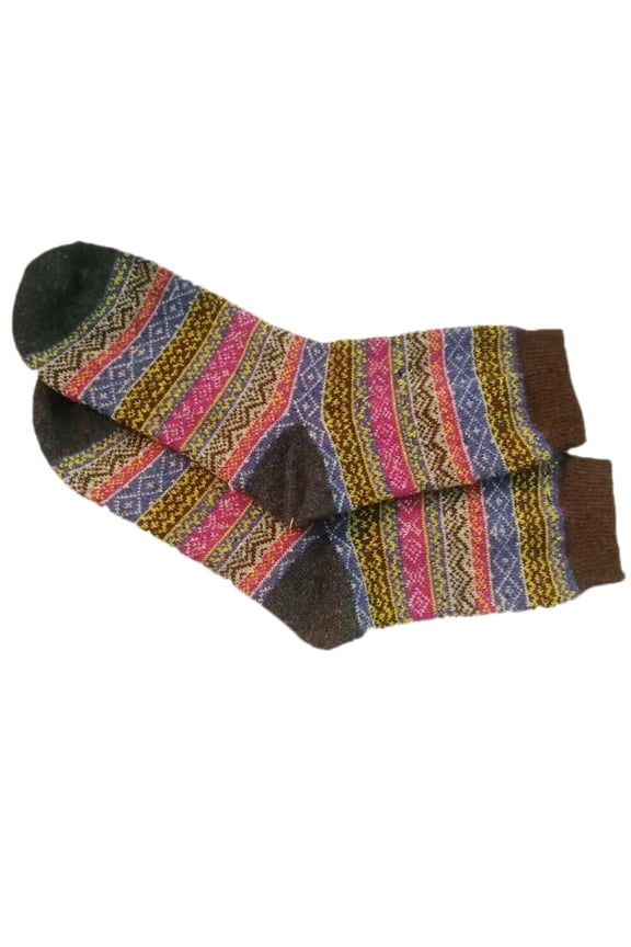 1 Pair of Fuzzy Warm Socks Women with Cool Style Design in Coffee Rabbit Wool