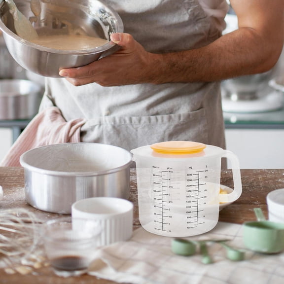 GETAJGHSD White Plastic Mixing Pot with Scale and Comfortable Handle for Baking 1Pc