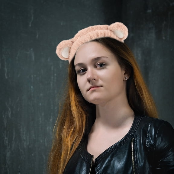 GETAJGHSD 1Set Adjustable Plush Bear Ears Headband and Wristband for Spa