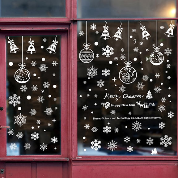 GETAJGHSD 1 Set Snowflake Wall Stickers PVC Electrostatic Cling Holiday Decorations Assorted Color 43X30Cm