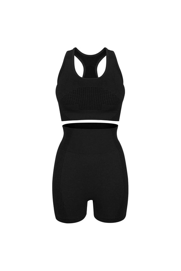 1 Set Women Workout Sets Black Nylon Breathable Workout Outfits Simple and Practical For Fitness