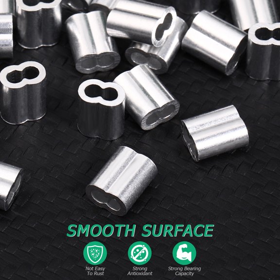 GETAJGHSD 100Pcs Aluminum Cable Clips Wire Fittings for Industrial Marine Wire Rope Rigging