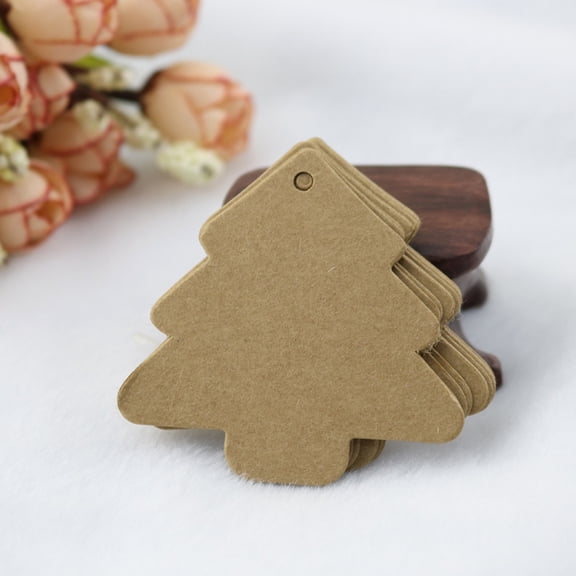 GETAJGHSD 100Pcs Brown Kraft Paper Christmas Tree Pendants Multipurpose Hanging Tags