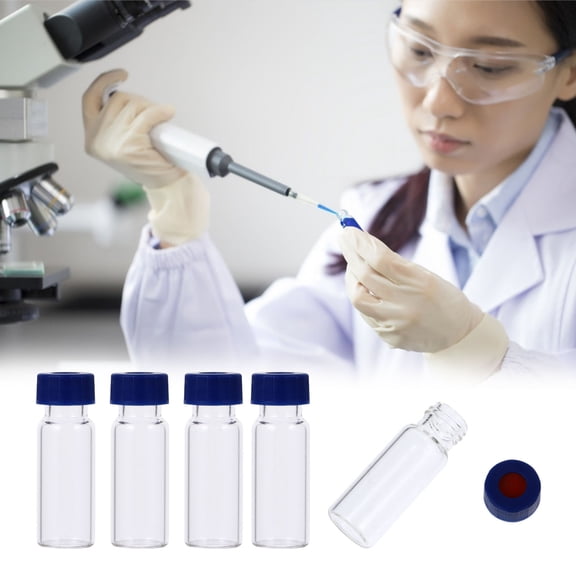 GETAJGHSD 100Pcs Transparent Glass Sample Vials with Screw Caps for Laboratory Use