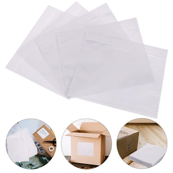 GETAJGHSD 100Pcs Transparent PE Pouches for Packing List and Invoice 7.1x5.9x0.04In