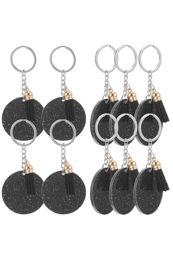 10Pcs Multi-Function Black Acrylic Keychain Blanks for Custom Decorations