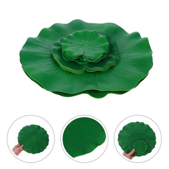 GETAJGHSD 10-Pack Artificial Leaves Green Floating Water Pads Realistic Pond Decor for Garden Aquarium