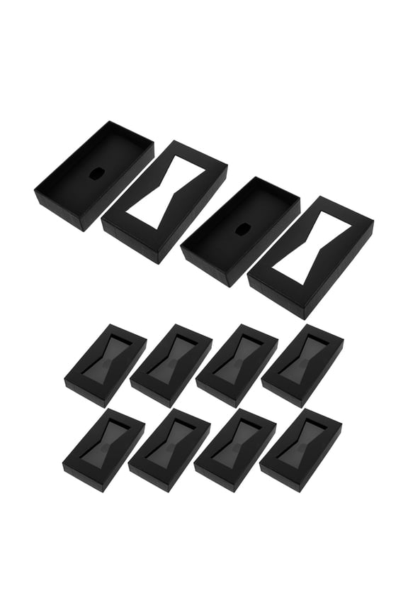 10Pcs Black Tie Display Case with Lid for Home Use Necktie and Bow Tie Storage