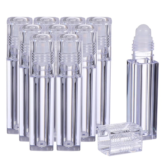 GETAJGHSD 10Pcs Clear Square Plastic Roll-on Bottles Refillable for Essential Oils and Perfume Oils