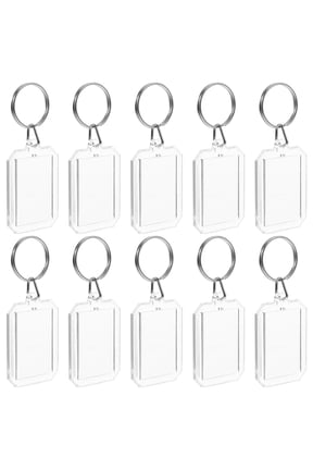 10-Pack Clear Acrylic Keychain Blanks for Photo Inserts, Craft Supplies, Bag Charms and Projects