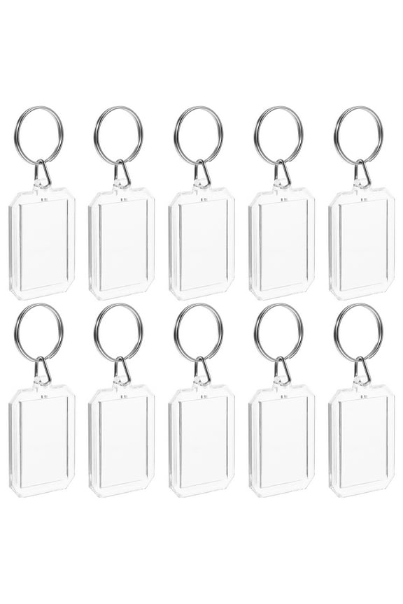10-Pack Clear Acrylic Keychain Blanks for Photo Inserts, Multi-Use Bag Pendants and Craft Accessories