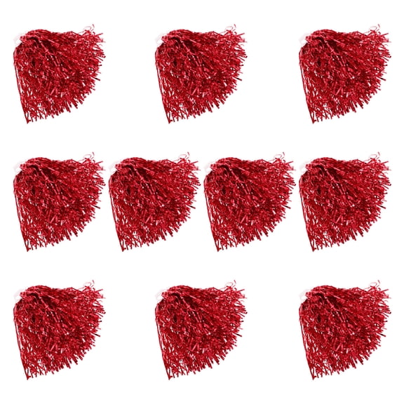 GETAJGHSD 10Pcs Red Pom Poms for Cheerleading Dance and Sports Party Celebration Props