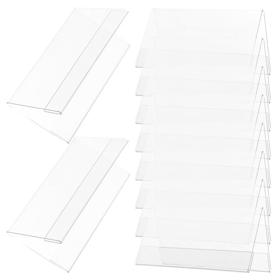GETAJGHSD 10Pcs Transparent Office Desk Tent with Double Sided Pet Name Plate Holder for Meetings