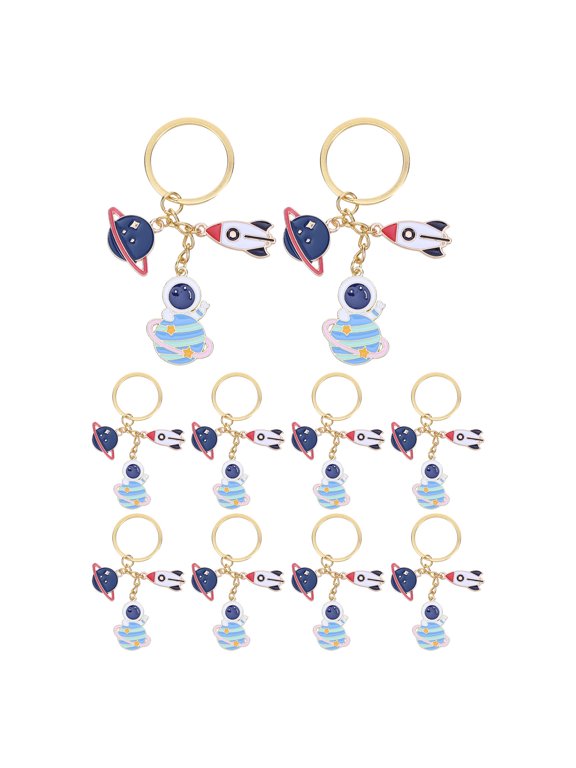 10Pcs Astronaut Keychain Party Favors Multi Color Durable Metal Space Design Charm