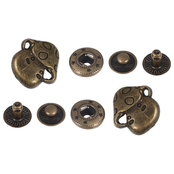 GETAJGHSD 10 Sets Metal Fasteners for Clothing and Bags, Golden Round 3D Design Buttons for Repair and Tightening