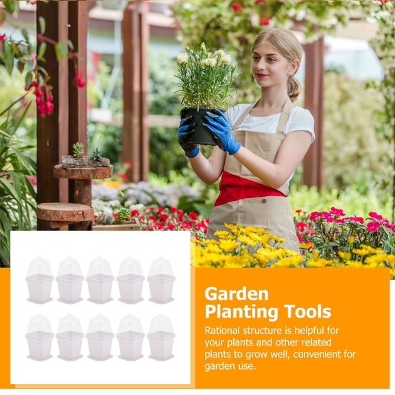 GETAJGHSD 10Sets Small Planting Pots in White Plastic with Thickened Design and Misting Function 5.3x3.1in