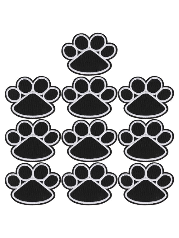 10-Pack Embroidered Iron- Cartoon Dog Paw Patches for Clothing, Bags, Hats, and Fashion Personalization