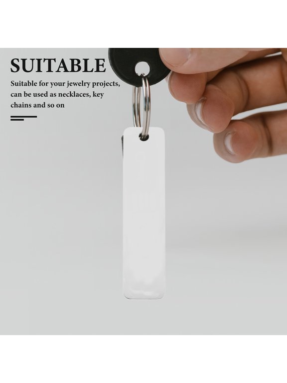 Engravable Tarnish Resistant Titanium Rectangle Keychain Blanks 12 Pcs