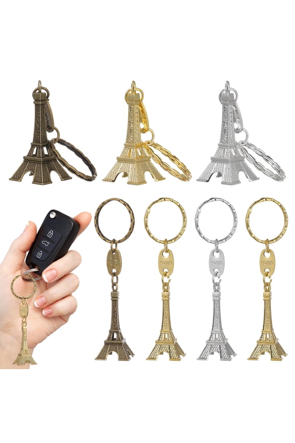 12Pcs Eiffel Tower Keychain Premium Metal Pendant for Bag Car Key Decoration Assorted Colors