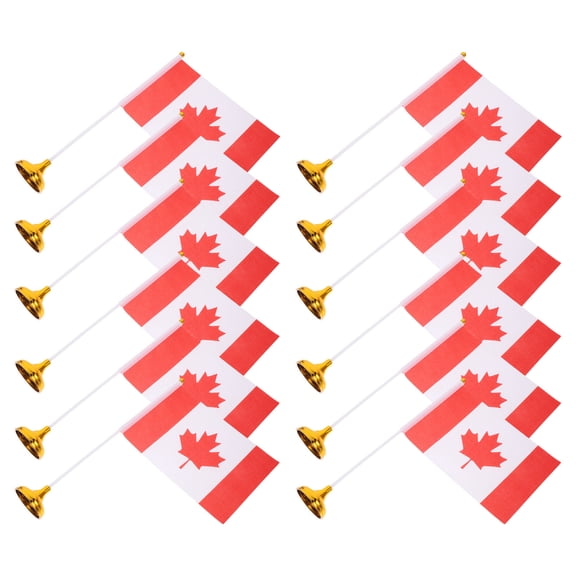 GETAJGHSD 12Pcs Canada Desk Flags Set Small Canadian Table Flags with Pole and Base for Decor