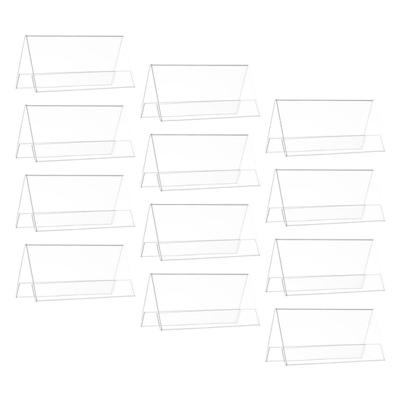 GETAJGHSD 12Pcs Clear Plastic Name Tent Holders Double Sided Desk Name Plate Display