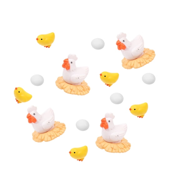 GETAJGHSD PVC White Chick Model Adornments for Garden and Balcony 14Pcs